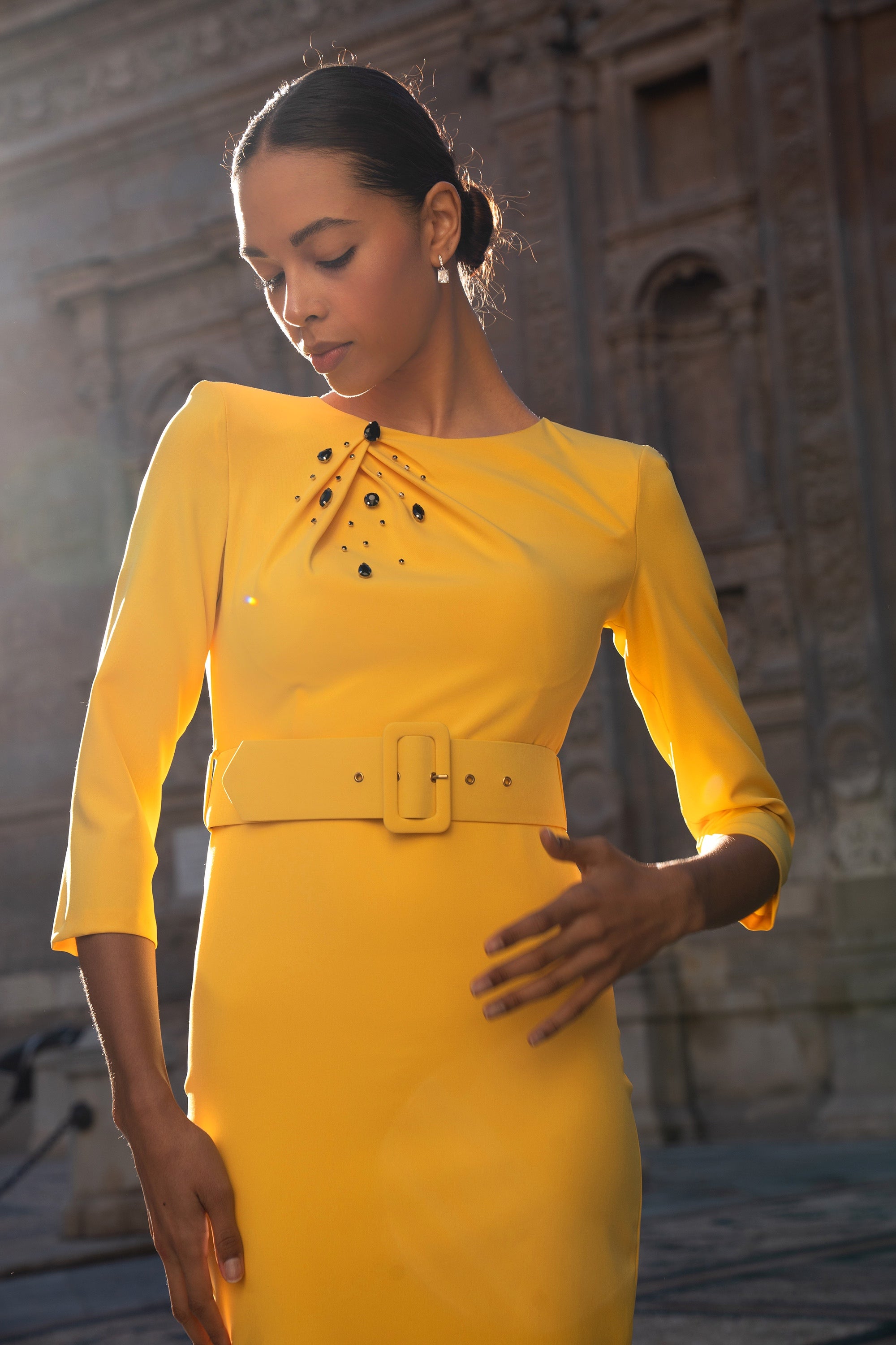 Vestido Midi Vestido Amarillo Flecos Wedding Dress Silvia Navarro