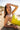 Vestido Gardenia amarillo strapless con volantes