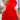 Vestido invitada rojo con falda capa y abertura