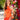 Vestido Jimena naranja con flores hechas a mano