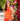 Vestido Jimena naranja con flores hechas a mano