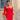 Vestido Selena rojo con plumas en puños